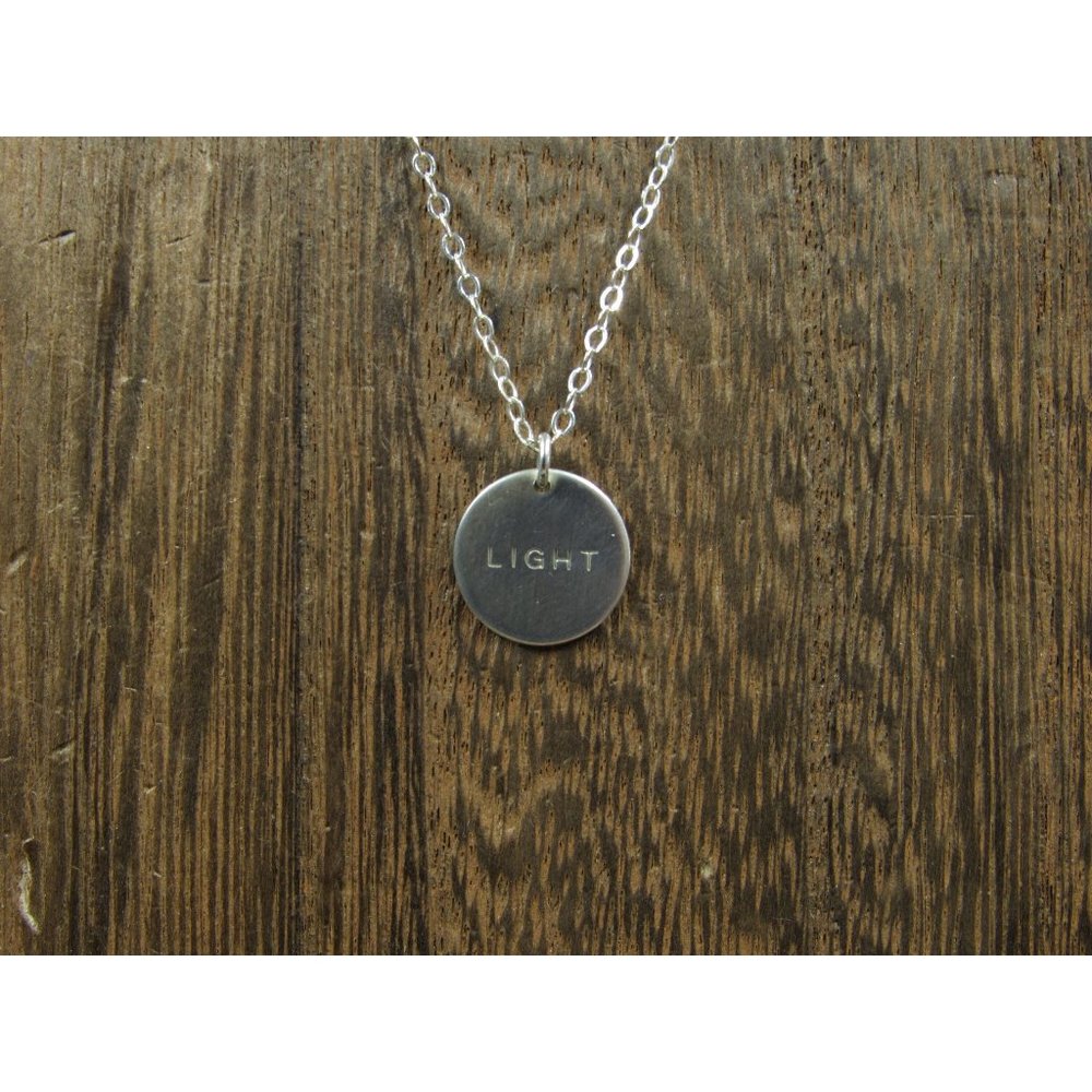 18" Sterling Silver Light Word Pendant Necklace Vintage Minimalist Everyday